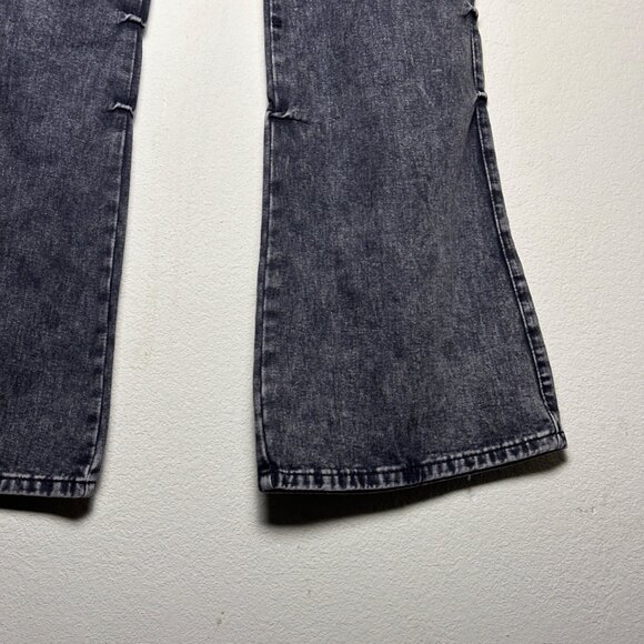 Manfinity Denim Jean Pant Women L Flared Bootcut Cargo Black Washed Punk Grunge - Picture 8 of 12